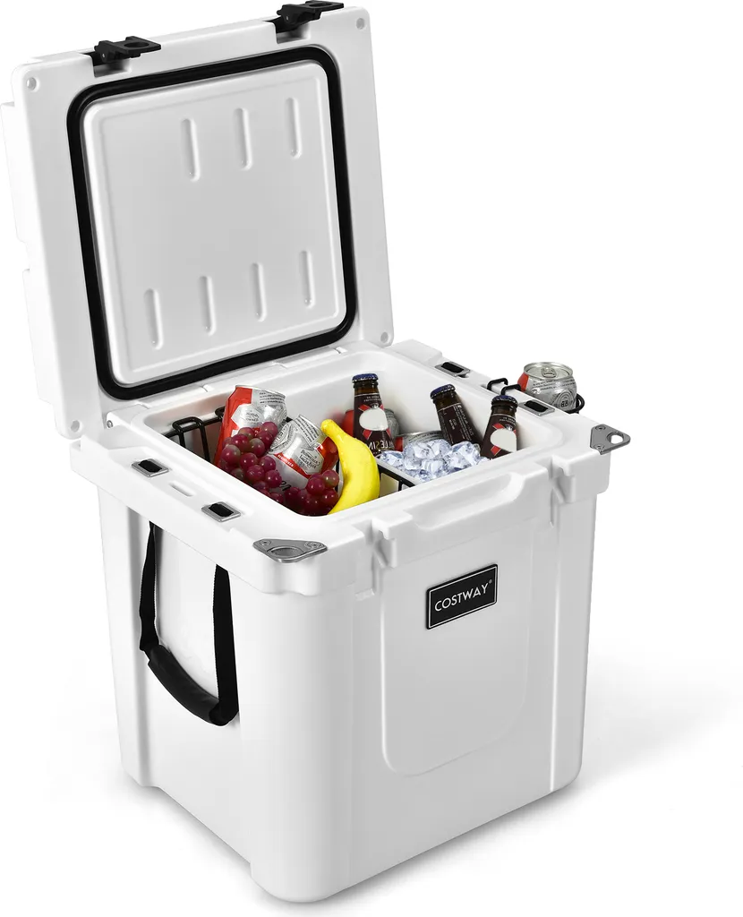COSTWAY 31L Kühlbox Strapazierfähig Kühler Mit Korb & Getränkehalter Griffen & Fischlineal Eiskühler Tragbar Kälte Bis 9 Tage Weiß 3 COSTWAY 31L Kühlbox Strapazierfähig Kühler Mit Korb & Getränkehalter Griffen & Fischlineal Eiskühler Tragbar Kälte Bis 9 Tage Weiß