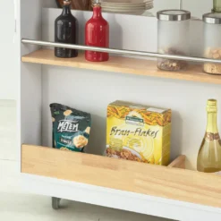 SoBuy FKW107-WN Design Küchenwagen Mit Arbeitsplatte Kücheninsel Küchenschrank Rollwagen Sideboard Auf Rollen Weiß-Natur BHT Ca.: 110x91x55cm -Mepalhom Geschaft 1463d2ca9589dbde8c9c733ba17bc9d9