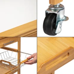 ONVAYA Küchenwagen Kyoto Auf Rollen, Küchenrollwagen Aus Bambus Mit Arbeitsplatte Weiß Aus Stein, Praktischer Beistellwagen Für Die Küche Inkl. Schubladen -Mepalhom Geschaft 1535f0e1f14abcf272842db0d16cc15a