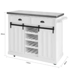 SoBuy FKW94-W Design Küchenwagen Mit Flaschenablage Küchenschrank Mit 2 Schiebetüren Und 2 Schubladen Servierwagen Mit Edelstahlplatte Sideboard Weiß -Mepalhom Geschaft 159bb20f655719058f7b79b84fac4c02