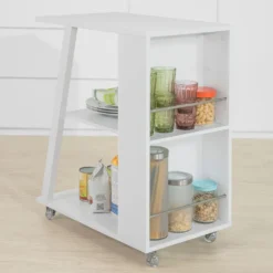 SoBuy FKW77-W Design Servierwagen Küchenwagen Beistellwagen Rollwagen Mit 3 Ablagen Und 2 Regalfächern Weiß BHT Ca.: 60x77x38cm -Mepalhom Geschaft 17dd61ada6610400851579e0948232a2