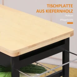 HOMCOM Küchenwagen Servierwagen Mit Ausziehbarem Korb Schublade Küchenrollwagen Weinablage Küchentrolley Holz Schwarz 74 X 37 X 76 Cm -Mepalhom Geschaft 186edaa508ee90a4b331f47f3cdcbd7b