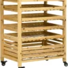 Outsunny Obsthalter Mit Rädern, Gemüseregal Mit 5 Regalen, Obstkorbständer, Aufbewahrungswagen, Für Gemüse, Obst, Bis 20 Kg Belastbar, Aus Tannenholz, Natur -Mepalhom Geschaft 1a6ee07099420fb25ef40a38bd409a76