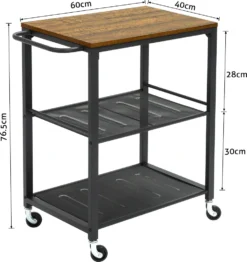 Meerveil Vintage Servierwagen Auf 4 Rollen, Küchenwagen Mit 3 Ebenen, Küchenregal Aus Stabiles Metallgestell, , Rollewagen Mit 2 Gitterebenen, Nachttisch -Mepalhom Geschaft 1aaf1698621dcb2e6b49ada3c3f4a2be
