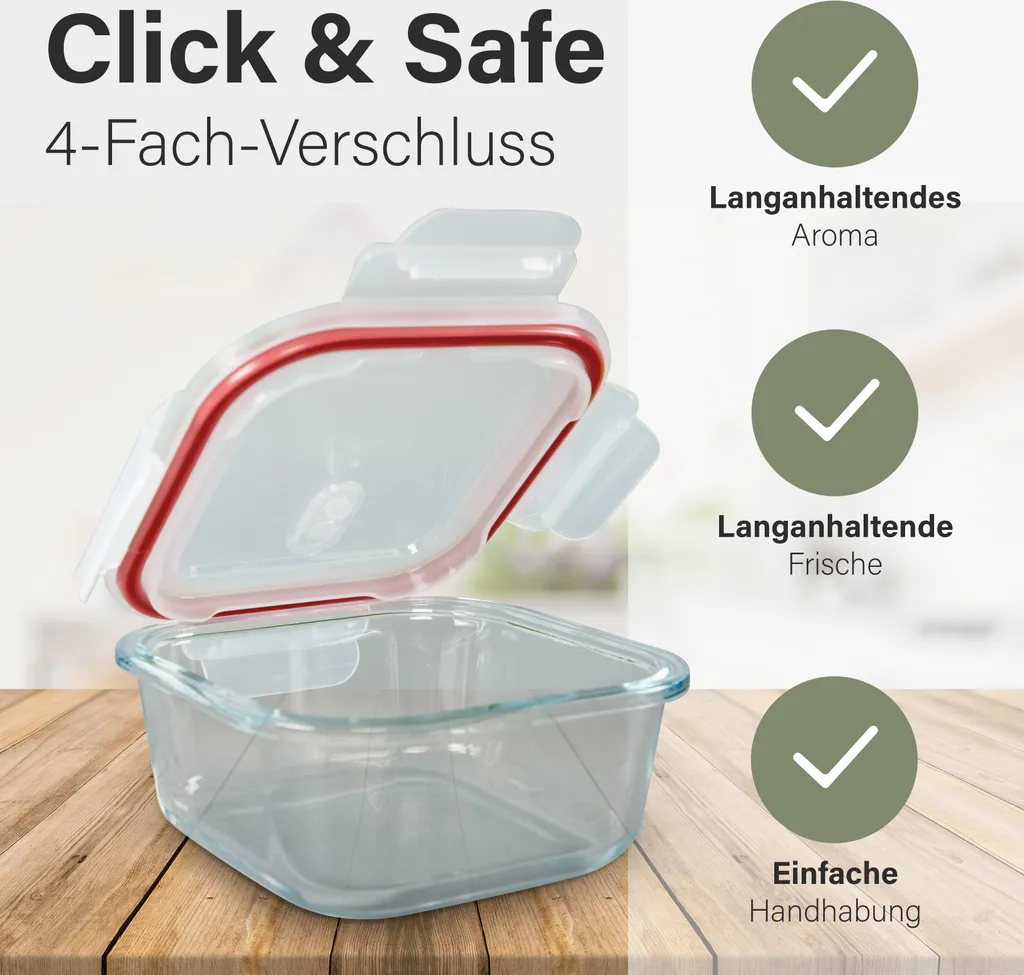 Classbach® Glas-Frischhaltedosen Mit Deckel, 9er-Vorratsdosen-Set/Vorratsgläser, Geeignet Für Mikrowelle, Spülmaschine Und Gefrierfach, Meal Prep Boxen Aus Glas, Perfekte Aufbewahrungsbox Küche 4 Classbach® Glas-Frischhaltedosen Mit Deckel, 9er-Vorratsdosen-Set/Vorratsgläser, Geeignet Für Mikrowelle, Spülmaschine Und Gefrierfach, Meal Prep Boxen Aus Glas, Perfekte Aufbewahrungsbox Küche – Bild 2