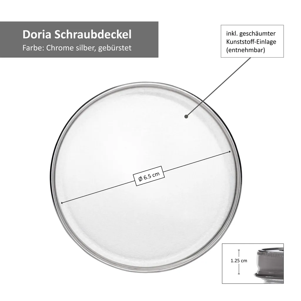 8-tlg. Vorrats-Gläserset Doria 520 Ml + 320 Ml Gewürzglas Mit Schraub-Deckel Silber Gläser 6 8-tlg. Vorrats-Gläserset Doria 520 Ml + 320 Ml Gewürzglas Mit Schraub-Deckel Silber Gläser – Bild 4