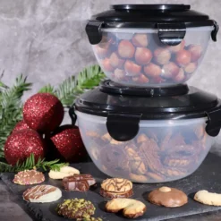 PLENTYFY Vorratsdosen 8 Teilig - Vorratsdosen Set Rund Mit Deckel Vorratsbehälter - Schwarz Luftdicht & Auslaufsicher Vorratsgläser Set Salatschüssel Mit Tragegriff -Mepalhom Geschaft 24160631d82c1d7505a4dd852933471f