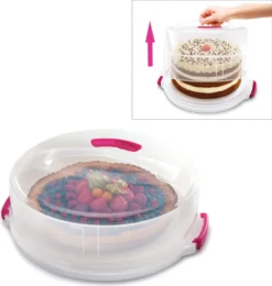 Metaltex Tortenbehälter ø36cm Höhenvers, Transparent/rot/weiß