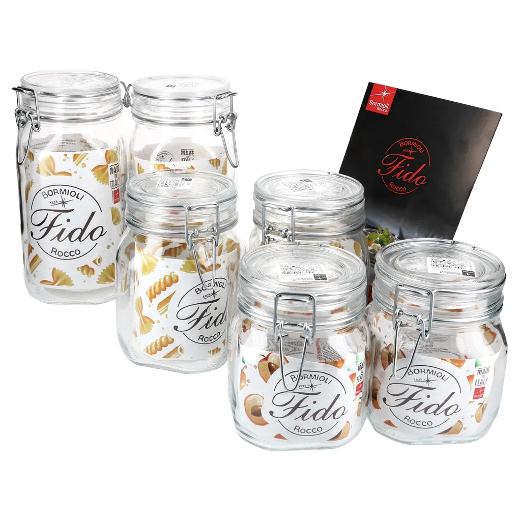 6-tlg. Set Drahtbügelglas Fido 0,75L + 1,0L + 1,5L Einmachglas Mit Bügelverschluss Vorratsglas 4 6-tlg. Set Drahtbügelglas Fido 0,75L + 1,0L + 1,5L Einmachglas Mit Bügelverschluss Vorratsglas – Bild 2