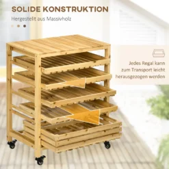 Outsunny Obsthalter Mit Rädern, Gemüseregal Mit 5 Regalen, Obstkorbständer, Aufbewahrungswagen, Für Gemüse, Obst, Bis 20 Kg Belastbar, Aus Tannenholz, Natur 13 Outsunny Obsthalter Mit Rädern, Gemüseregal Mit 5 Regalen, Obstkorbständer, Aufbewahrungswagen, Für Gemüse, Obst, Bis 20 Kg Belastbar, Aus Tannenholz, Natur -Mepalhom Geschaft 2cb92122779f8b0a0d949075543cab71