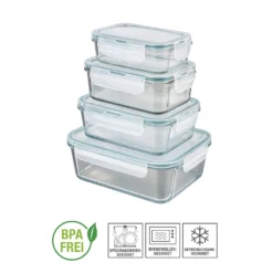 GOURMETmaxx Glas-Frischhaltedosen Klick-it 8-tlg. Frischhaltedosen 4er Set Glas Klick-It Gefrierdosen Lunchbox Brotdose Mikrowelle -Mepalhom Geschaft 2ccea53c81ba156179bb7297a9f5abcd