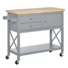 HOMCOM Küchenwagen Rollbar Servierwagen Standregal Küchentrolley Schrank Mit Schublade Bodenregal Handtuchhalter Für Küche Esszimmer Gummiholz MDF Grau+Natur 108 X 45 X 89 Cm -Mepalhom Geschaft 2f854787db8eb117b7ac2d684cd1dd3d