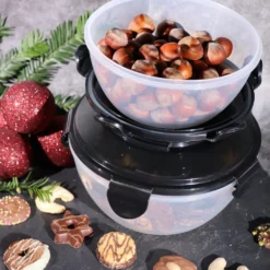 PLENTYFY Vorratsdosen 8 Teilig - Vorratsdosen Set Rund Mit Deckel Vorratsbehälter - Schwarz Luftdicht & Auslaufsicher Vorratsgläser Set Salatschüssel Mit Tragegriff -Mepalhom Geschaft 306fd0e68b11ef8d03d0b430394155b2