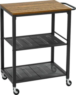 Meerveil Vintage Servierwagen Auf 4 Rollen, Küchenwagen Mit 3 Ebenen, Küchenregal Aus Stabiles Metallgestell, , Rollewagen Mit 2 Gitterebenen, Nachttisch -Mepalhom Geschaft 3728ebcc518120ea8e520d92a25aa9af
