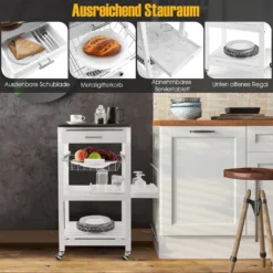 COSTWAY Kleiner Küchenwagen, Servierwagen Auf Rollen, Arbeitsplatte Aus Edelstahl, Schublade, Korb & Abnehmbarem Serviertablett, Rollwagen Kücheninsel, Küchentrolley Landhausstil Weiß, 47x39x85cm 12 COSTWAY Kleiner Küchenwagen, Servierwagen Auf Rollen, Arbeitsplatte Aus Edelstahl, Schublade, Korb & Abnehmbarem Serviertablett, Rollwagen Kücheninsel, Küchentrolley Landhausstil Weiß, 47x39x85cm -Mepalhom Geschaft 38e532e6e11b41e72c34438a96cc9933