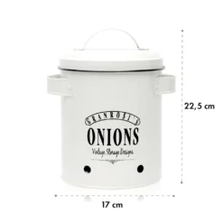 Klarstein Granrosi Iowa Zwiebeltopf Zwiebel-Vorratsdose Zwiebelbox Zwiebelbehälter , Emaille-Stahlblech , Ca. 17 X 22,5 X 14 Cm (BxHxT) , Rostfrei , Lüftungsöffnungen , Füllmenge: Ca. 1,6 Kg Zwiebeln , Seitengriffe , Creme -Mepalhom Geschaft 3b3fa02664eeaf4efa92132bf0170d57