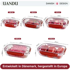 Uandu Lock & Fresh 5er Vorratsdosen Set, Frischhaltedosen Mit Deckel Für Lebensmittel, Mikrowellen-, Und Gefriergeeignet, Vorratsdosen Mit Deckel, Meal Prep Boxen, Aufbewahrungsbox Küche - Rot -Mepalhom Geschaft 3c1931591bbc3a761d3f36ea4ffb8e00