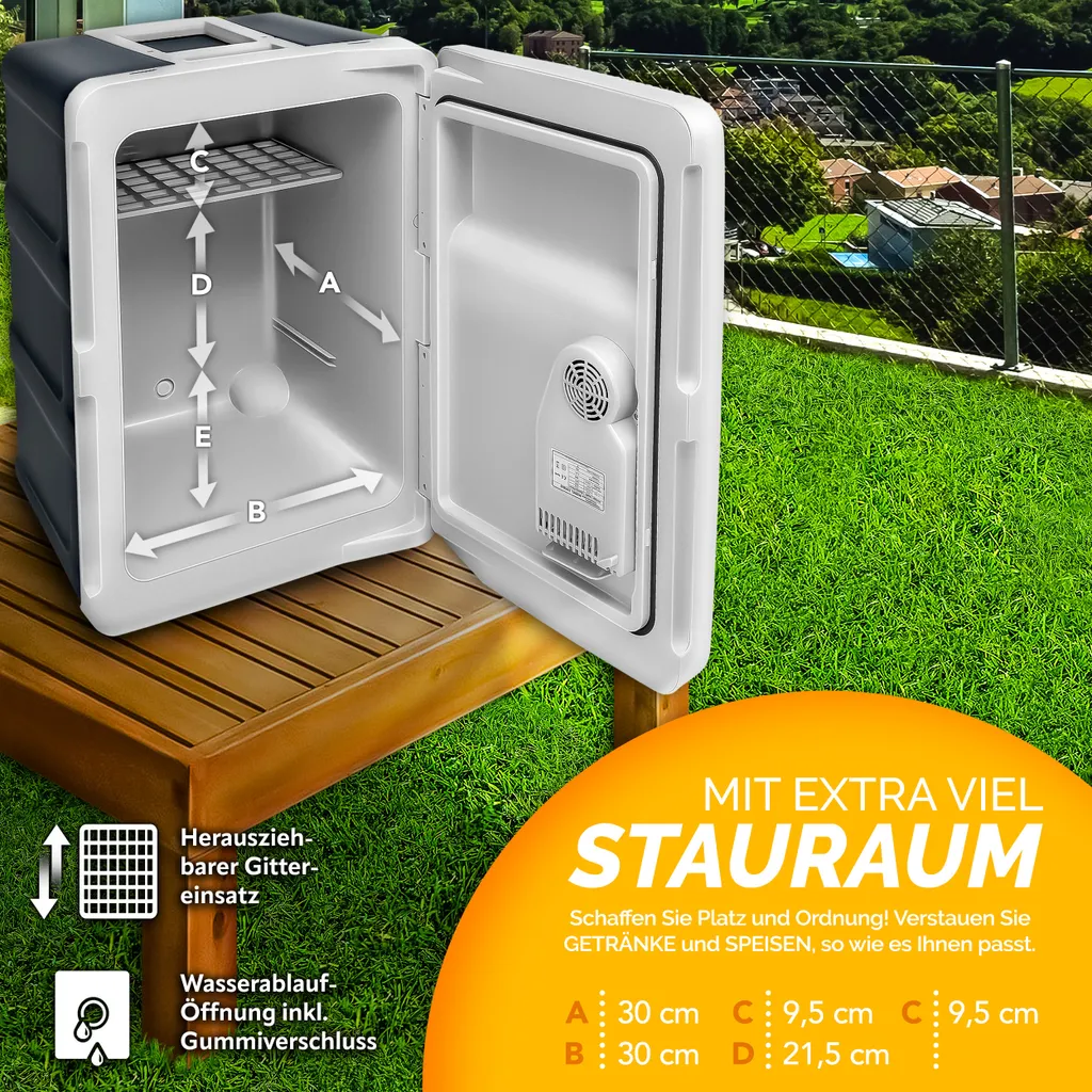 Tillvex Kühlbox Elektrisch 40L Grau Mit Rollen | Mini-Kühlschrank 230 V Und 12 V Für KFZ Auto Camping | Kühlt & Wärmt | ECO-Modus 6 Tillvex Kühlbox Elektrisch 40L Grau Mit Rollen | Mini-Kühlschrank 230 V Und 12 V Für KFZ Auto Camping | Kühlt & Wärmt | ECO-Modus – Bild 5