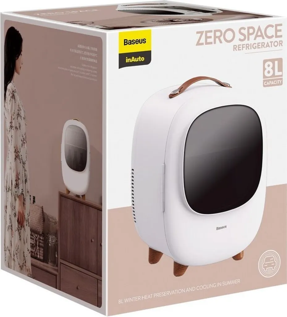 Baseus Mini Beauty Kühlschrank Für Kosmetik Reisekühlschrank Mit Heizung 8l 220V EU / 12V Weiß 8 Baseus Mini Beauty Kühlschrank Für Kosmetik Reisekühlschrank Mit Heizung 8l 220V EU / 12V Weiß – Bild 6