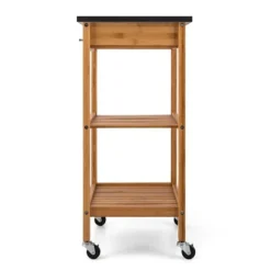 Klarstein Tennessee Servierwagen - Küchenwagen , Rollwagen , 3 Etagen , 2 Ablageflächen , Herausnehmbare Schublade , Schwarze Granitarbeitsfläche , Sichere Feststellbremsen , Bambusholz , Braun -Mepalhom Geschaft 47db7bf284c8cf6da3b085a4d67efafc