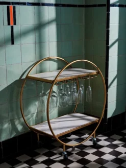 KANDR Barwagen - Weintisch - Servierwagen - Servierwagen - Küchenwagen - Auf Rollen - Rund - Gold -Mepalhom Geschaft 48981d1f56fec1e8e72789bc32019d37