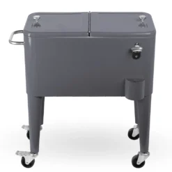 Kühlwagen, Servierwagen Outdoor Mit Großer Kühlbox, Getränkekühler Beistellwagen Für Garten, Rollbarer Party Kühlwagen Im Retro-Look – 57l, Farbe:anthrazit -Mepalhom Geschaft 4ad47f81adea7e5a09b20923c6431956