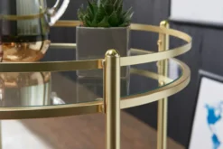 WOHNLING Design Servierwagen Gold Ø 57 Cm Beistelltisch | Teewagen Metall Mit Rollen | Küchenwagen Mit Glasplatten | Barwagen Rund 75 Cm Hoch | Küchentrolley Modern | Rollwagen -Mepalhom Geschaft 4bd794337591675efab00320867e298d