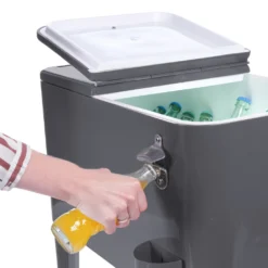 Kühlwagen, Servierwagen Outdoor Mit Großer Kühlbox, Getränkekühler Beistellwagen Für Garten, Rollbarer Party Kühlwagen Im Retro-Look – 57l, Farbe:anthrazit -Mepalhom Geschaft 4deb491b9395968b95116cb1a15223aa