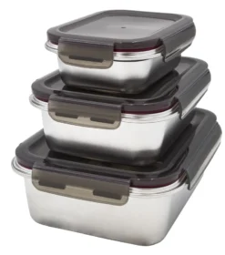 Steuber Edelstahl Frischhaltedose 3er Set, Luftdichter Klickdeckel, Backofengeeignet -Mepalhom Geschaft 4e443d3e522f684a4573956849d5ce7f