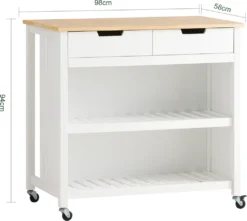 SoBuy FKW74-WN Servierwagen Kücheninsel Sideboard Küchenwagen Küchenschrank Mit 2 Schubladen Und Ablagen Weiß-Natur BHT Ca.: 100x94x60cm -Mepalhom Geschaft 507db5cec7647649b2bf1c4cdd61e6a2