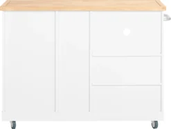 SoBuy FKW105-WN Design Küchenwagen Mit Arbeitsplatte Kücheninsel Küchenschrank Rollwagen Mikrowellenschrank Weiß-Natur BHT Ca.: 127x94x51cm -Mepalhom Geschaft 51431acbad1817f7ff16f3e65c09adbe