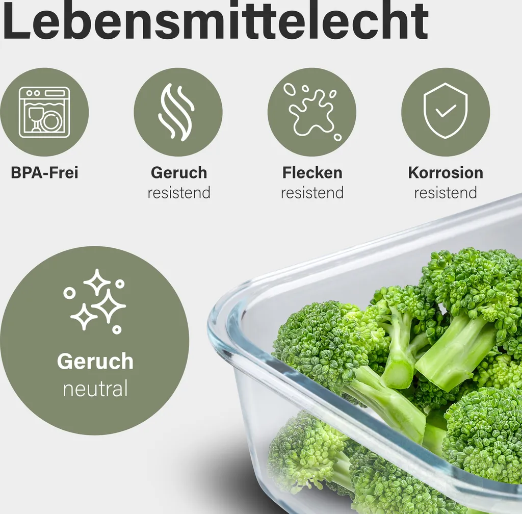 Classbach® Glas-Frischhaltedosen Mit Deckel, 9er-Vorratsdosen-Set/Vorratsgläser, Geeignet Für Mikrowelle, Spülmaschine Und Gefrierfach, Meal Prep Boxen Aus Glas, Perfekte Aufbewahrungsbox Küche 9 Classbach® Glas-Frischhaltedosen Mit Deckel, 9er-Vorratsdosen-Set/Vorratsgläser, Geeignet Für Mikrowelle, Spülmaschine Und Gefrierfach, Meal Prep Boxen Aus Glas, Perfekte Aufbewahrungsbox Küche – Bild 7