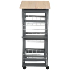 HOMCOM Küchenwagen Auf Rädern, Rollwagen Mit 2 Regalen, Servierwagen, Bastelwagen Mit Arbeitsplatte Und Gewürzregal, Rollregal Für Küche, Esszimmer, Kiefernholz, Grau, 47 X 37 X 83 Cm -Mepalhom Geschaft 53cae2e08490d9aab78aabe3e832c609