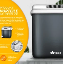 Tillvex Kühlbox Elektrisch 32L Grau | Mini-Kühlschrank 230 V Und 12 V Für KFZ Auto Camping | Kühlt & Wärmt | ECO-Modus -Mepalhom Geschaft 544f34d93d631a678ec50c9557854eae