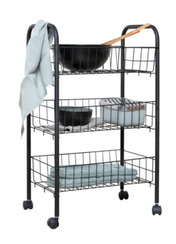 Wenko Rollwagen Florenz Mit 3 Ablagen Schwarz