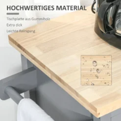HOMCOM Küchenwagen Rollbar Servierwagen Standregal Küchentrolley Schrank Mit Schublade Bodenregal Handtuchhalter Für Küche Esszimmer Gummiholz MDF Grau+Natur 108 X 45 X 89 Cm 15 HOMCOM Küchenwagen Rollbar Servierwagen Standregal Küchentrolley Schrank Mit Schublade Bodenregal Handtuchhalter Für Küche Esszimmer Gummiholz MDF Grau+Natur 108 X 45 X 89 Cm -Mepalhom Geschaft 553c955a45d5a3fc0161ce6929f4b8c4
