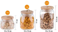 APS 2er Set Vorratsglas -WOODY- /// 14 X 14cm, H: 21 Cm /// Glas, Kiefernholz, Silikon /// 2,5 Liter /// 67514 -Mepalhom Geschaft 57394fb890a08954e4acc4170b359502