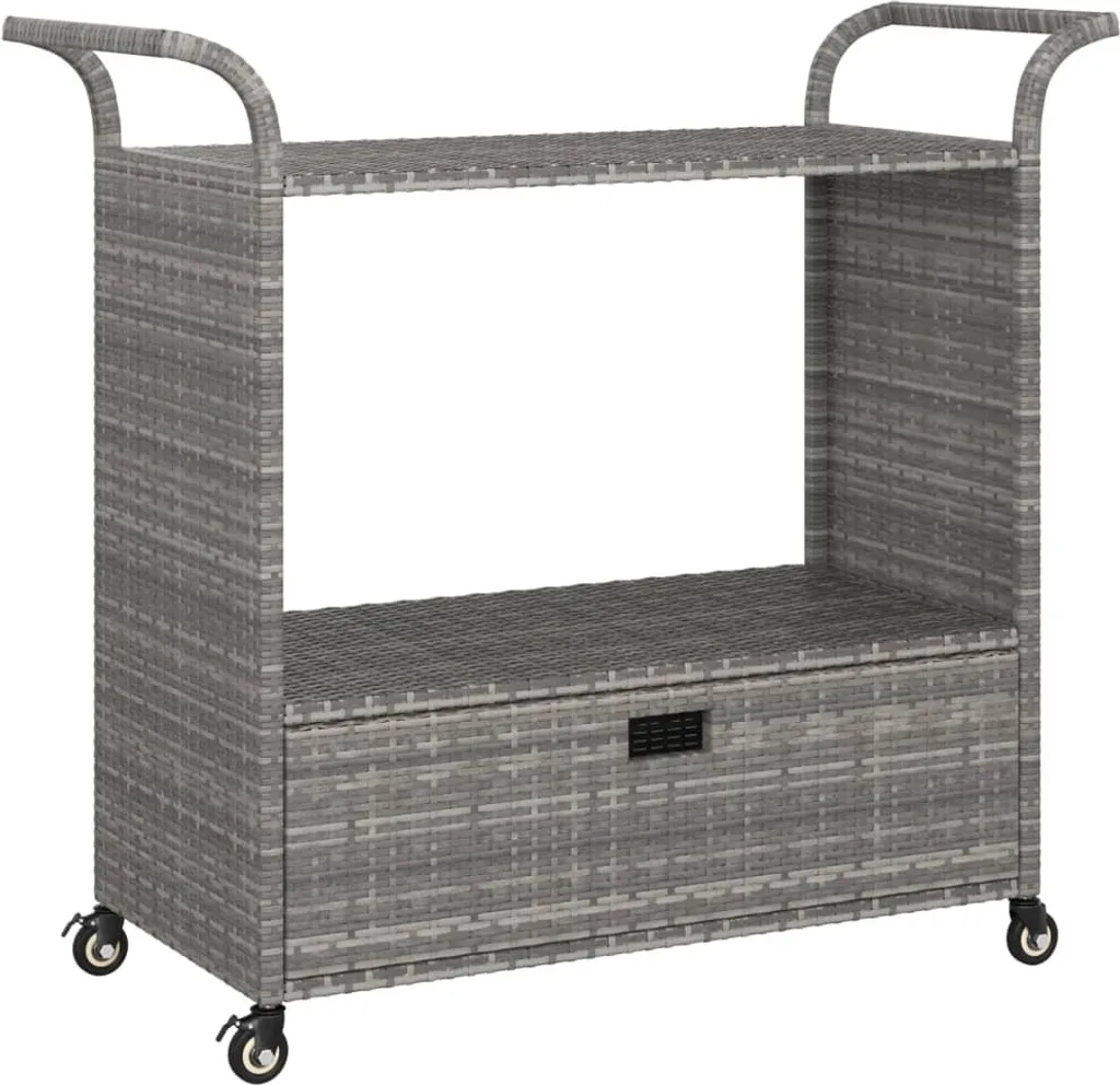 VidaXL Barwagen Mit Schublade Grau 100x45x97 Cm Poly Rattan 3 VidaXL Barwagen Mit Schublade Grau 100x45x97 Cm Poly Rattan