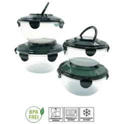 PLENTYFY Vorratsdosen 8 Teilig - Vorratsdosen Set Rund Mit Deckel Vorratsbehälter - Schwarz Luftdicht & Auslaufsicher Vorratsgläser Set Salatschüssel Mit Tragegriff -Mepalhom Geschaft 58490b573b78380d39c6336a14f300bc