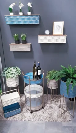 Haku Servierwagen, Gold-creme-türkis-taupe - Maße: 40 Cm X 36 Cm X 77 Cm; 20241