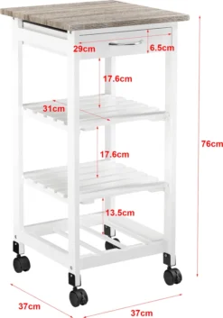 Servierwagen 76 X 37 X 37 Cm Barwagen 3 Ablage 1 Schublade Beistellwagen Allzweckwagen Rollwagen MDF Holzfarben-Weiß [en.casa] -Mepalhom Geschaft 5a05f569d68f455449a5b526a97d1e6b