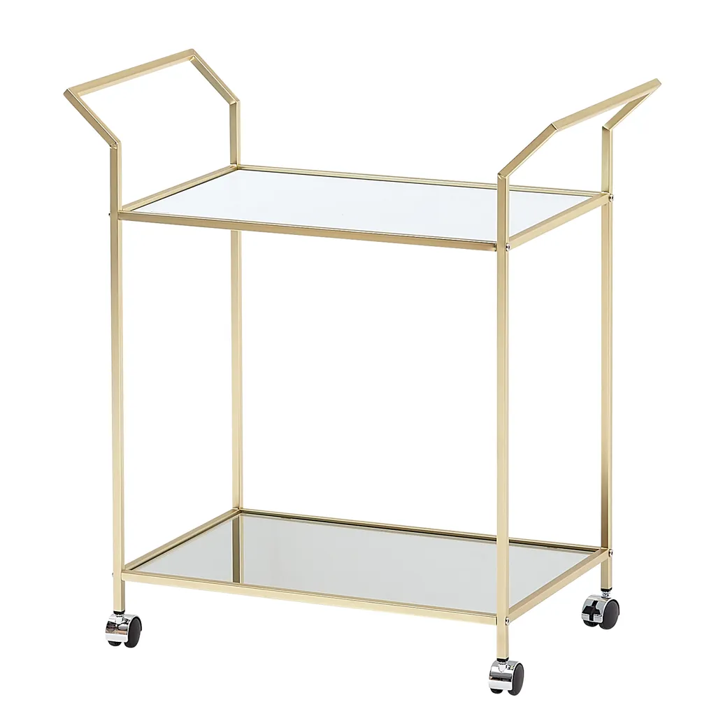 WOHNLING Design Servierwagen Gold 73x78x37 Cm Küchenwagen Glas / Metall | Mobiler Beistelltisch | Speisewagen Mit Glasplatte | Teewagen Mini Bar Auf 4 Rollen 8 WOHNLING Design Servierwagen Gold 73x78x37 Cm Küchenwagen Glas / Metall | Mobiler Beistelltisch | Speisewagen Mit Glasplatte | Teewagen Mini Bar Auf 4 Rollen – Bild 6