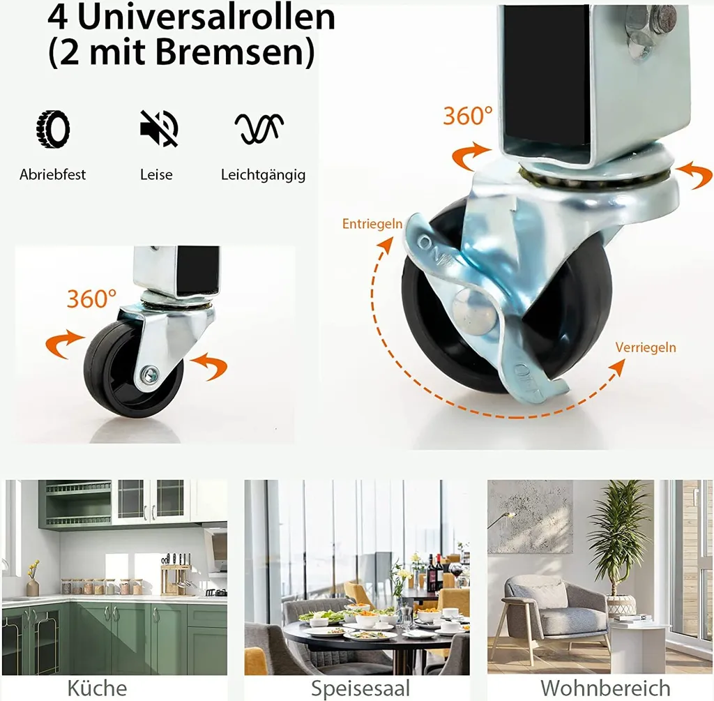 COSTWAY Küchenwagen Mit Tablett, Regalen Und 3 Großen Schubladen, Küchenschrank Rollbar, Kücheninsel Aus Kautschukholz, Servierwagen 67 X 37 X 82,5 Cm (Schwarz) 7 COSTWAY Küchenwagen Mit Tablett, Regalen Und 3 Großen Schubladen, Küchenschrank Rollbar, Kücheninsel Aus Kautschukholz, Servierwagen 67 X 37 X 82,5 Cm (Schwarz) – Bild 5