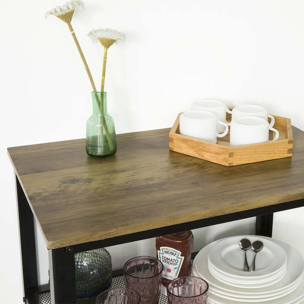 SoBuy SVW04-N Servierwagen Mit 3 Ablagen Beistellwagen Rollwagen Küchenwagen Küchenregal Industrie-Design BHT Ca.: 60x78x40cm 8 SoBuy SVW04-N Servierwagen Mit 3 Ablagen Beistellwagen Rollwagen Küchenwagen Küchenregal Industrie-Design BHT Ca.: 60x78x40cm – Bild 6