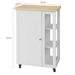 SoBuy FKW75-WN Küchenwagen Servierwagen Beistellwagen Rollwagen Mit 1 Tür Und 3 Regalböden Weiß-Natur BHT Ca.: 60x90x40cm -Mepalhom Geschaft 5ed9fb5c91cca9a9925300748adb1ff2