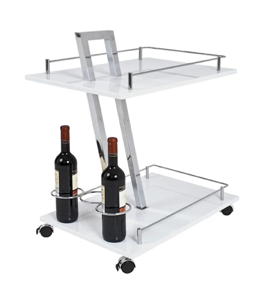 HAKU Servierwagen Mit Integriertem Flaschenhalter Aus Stahl & MDF, Chrom-weiß, BxTxH: 40x60x72 Cm; 89353 3 HAKU Servierwagen Mit Integriertem Flaschenhalter Aus Stahl & MDF, Chrom-weiß, BxTxH: 40x60x72 Cm; 89353