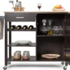 COSTWAY Küchenwagen Auf Rollen, Kücheninsel Mit Schublade, Weinregal, Offene Regale & Handtuchhalter, Platzsparender Servierwagen, Für Küche, Esszimmer, Bar, Braun 1 COSTWAY Küchenwagen Auf Rollen, Kücheninsel Mit Schublade, Weinregal, Offene Regale & Handtuchhalter, Platzsparender Servierwagen, Für Küche, Esszimmer, Bar, Braun -Mepalhom Geschaft 63f9f433208bf72b42b5ca2f91f76872
