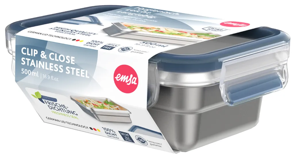 Emsa Frischhaltedose CLIP & CLOSE STEEL 1,2 Liter Blau 5 Emsa Frischhaltedose CLIP & CLOSE STEEL 1,2 Liter Blau – Bild 3
