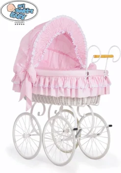 Stubenwagen Set Mit Ausstattung Rosa Für Mädchen Nostalgiestubenwagen Komplett KleinBaby