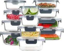 PIE LOCK Frischhaltedosen Set 24 Teilig - Frischhalte Dosen Glasdose Eckig Vorratsdosen - In Transparent Mit Grau Mikrowellengeeignete Frischhaltedose Essensbox Für Lebensmittel BPA-Frei 13 PIE LOCK Frischhaltedosen Set 24 Teilig - Frischhalte Dosen Glasdose Eckig Vorratsdosen - In Transparent Mit Grau Mikrowellengeeignete Frischhaltedose Essensbox Für Lebensmittel BPA-Frei -Mepalhom Geschaft 6a3918511b83b5ac96d459157c7e09ad